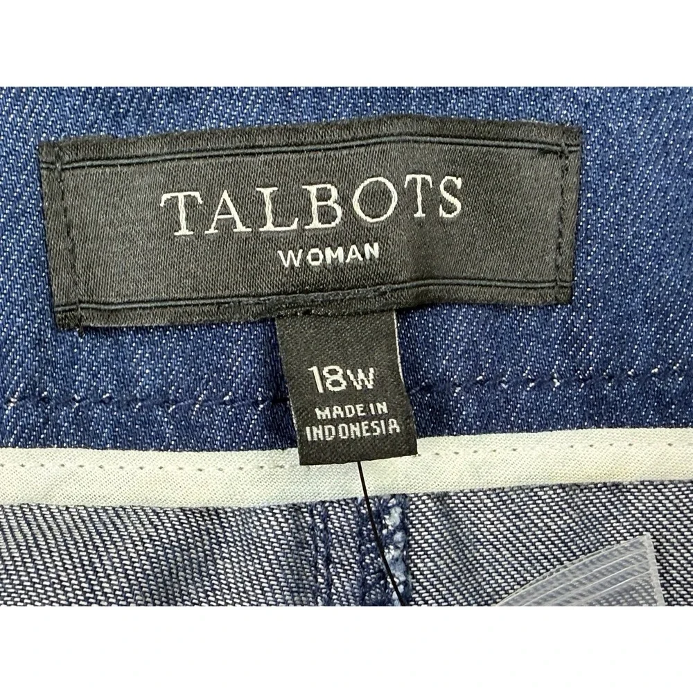 Talbots Trouser Jeans 18W (40x31) Cotton/Tencel Lightweight Wide‎ Leg Denim Blue